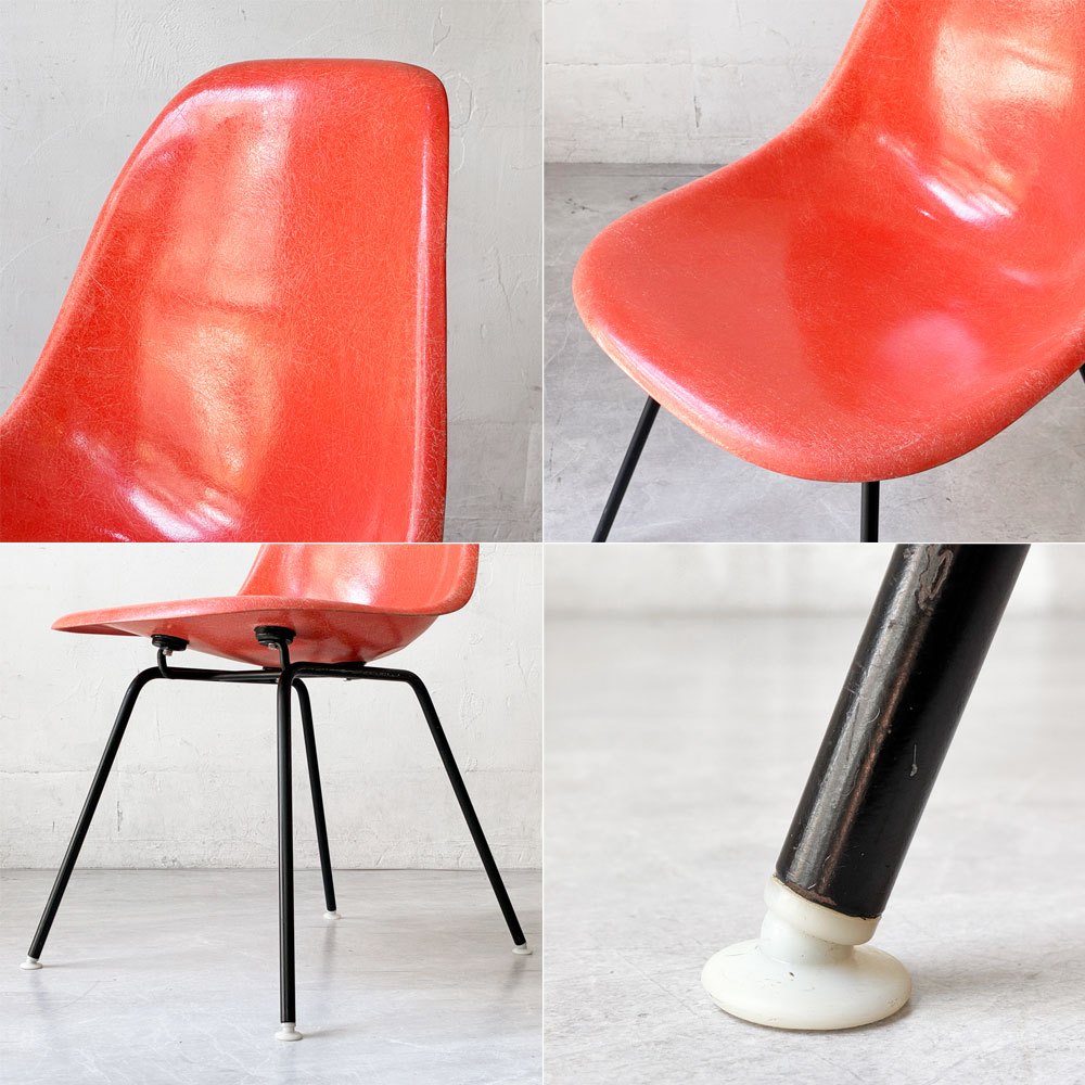 ハーマンミラー Herman Miller サイドシェルチェア セカンド 2nd FRP オレンジ Hベース イームズ ビンテージ ミッドセンチュリー ★
