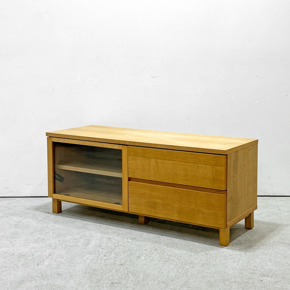 無印良品 MUJI AVボード AVラック 引出し付 オーク材 W110cm ナチュラル シンプル 廃番 ●