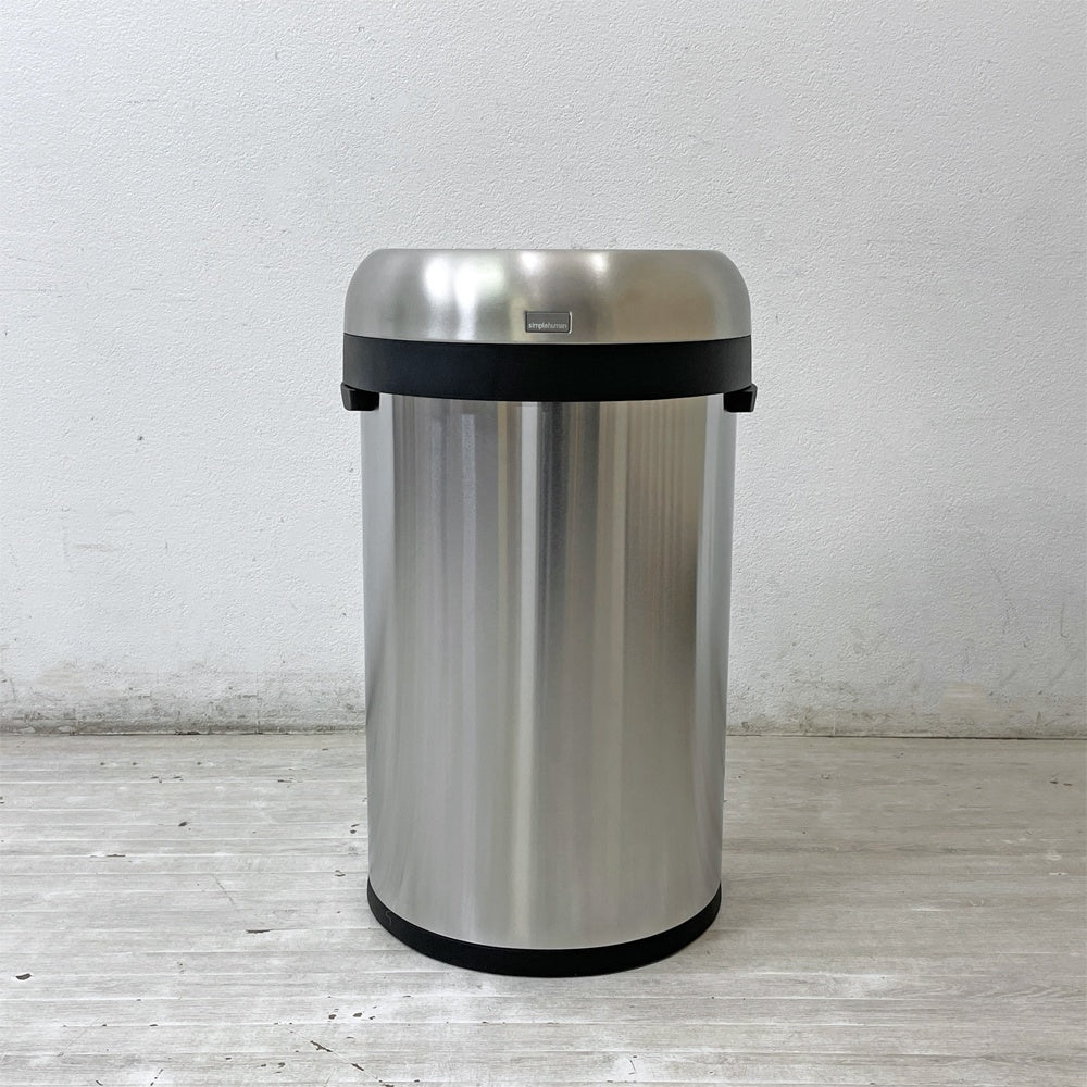 シンプルヒューマン simplehuman セミラウンドオープンカン 60L ゴミ箱 ダストボックス 半円型 ステンレス シンプルモダン 元箱付き ●