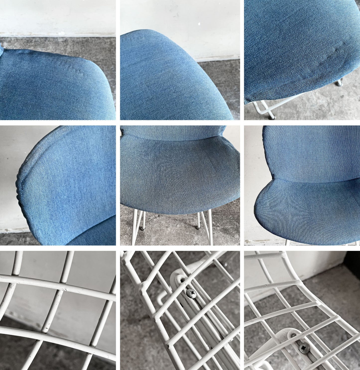 ノル Knoll Counter Height Stool カウンター ハイスツール ワイヤーチェア ホワイト ハリー・ベルトイア ミッドセンチュリー シートパッド付き ビンテージ ■