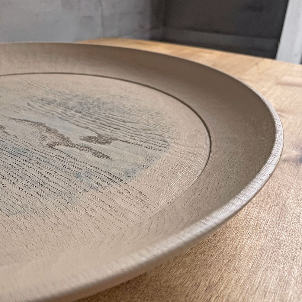 三谷龍二 Ryuji Mitani 白漆 リム皿 ラウンドプレート 大皿  特大サイズ 36×36×4.5 cm 木工作家 現代作家 希少サイズ 銘入り ♪