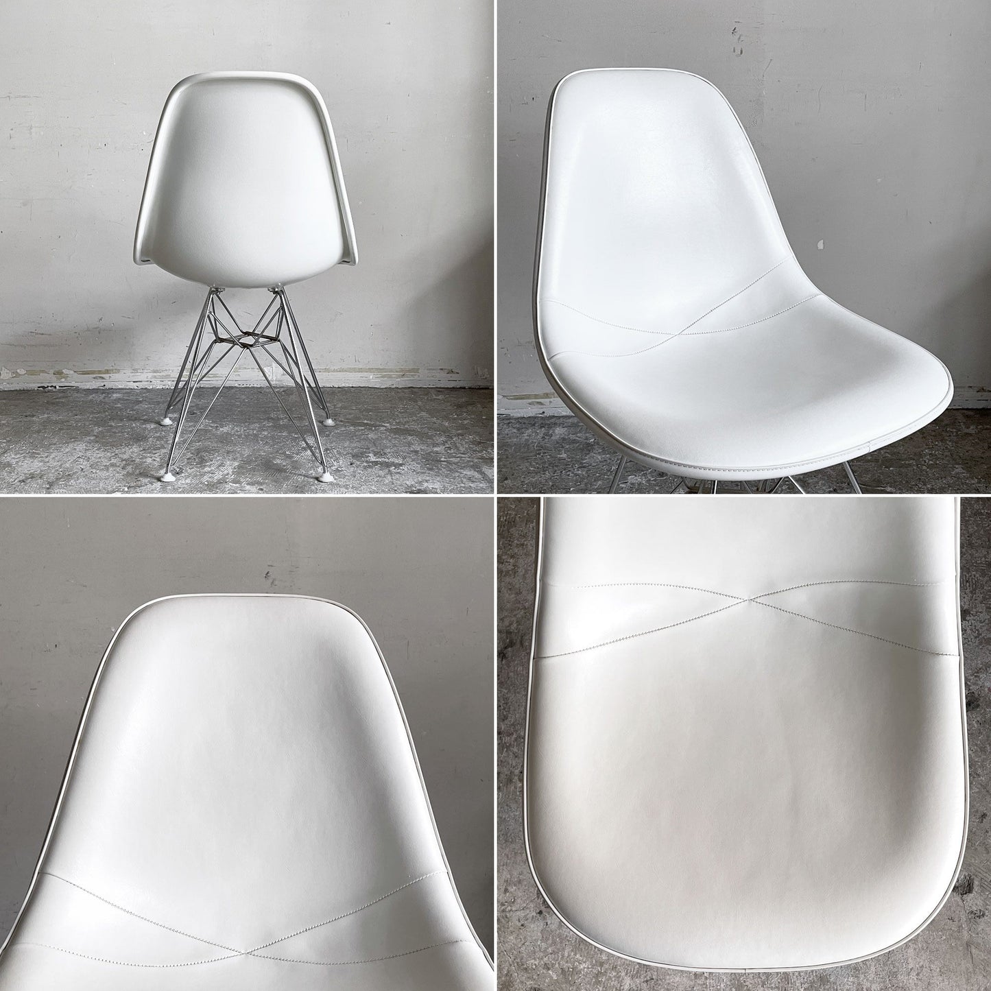 ハーマンミラー Herman Miller サイドシェルチェア サード 3rd ビンテージ FRP PVCレザー パーチメントカラー ロータイプ エッフェルベース イームズ ■