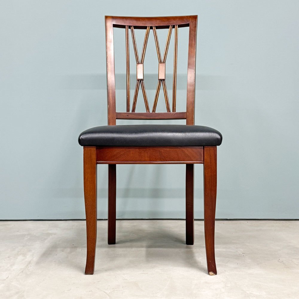 IDC大塚 OTSUKA ベネチア H-S ダイニングチェア マホガニー材 合成皮革ブラック色 ヨーロピアンクラシック A ◎