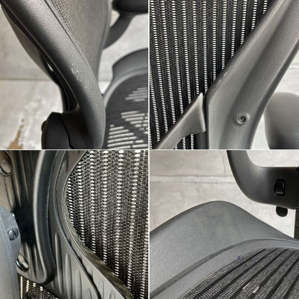 ハーマンミラー Herman Miller アーロンチェア Bサイズ ポスチャーフィット フル装備 クラシックカーボンメッシュ グラファイトベース ビル・スタンフ ＆ ドン・チャドウィック ♪