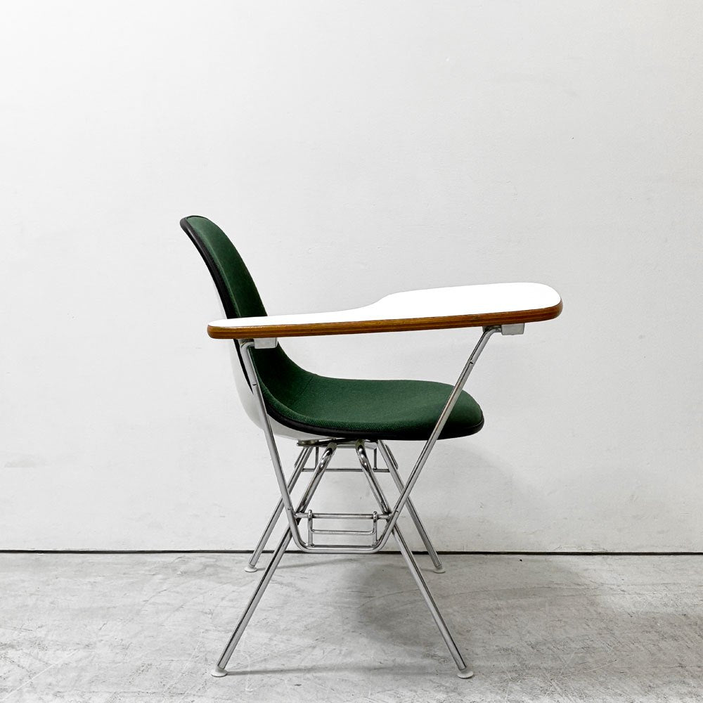ハーマンミラー Herman Miller サイドシェルチェア セカンド 2nd ビンテージ アプホルスター スクールベース スタッキングベース 肘掛けテーブル付 イームズ ミッドセンチュリー E ●