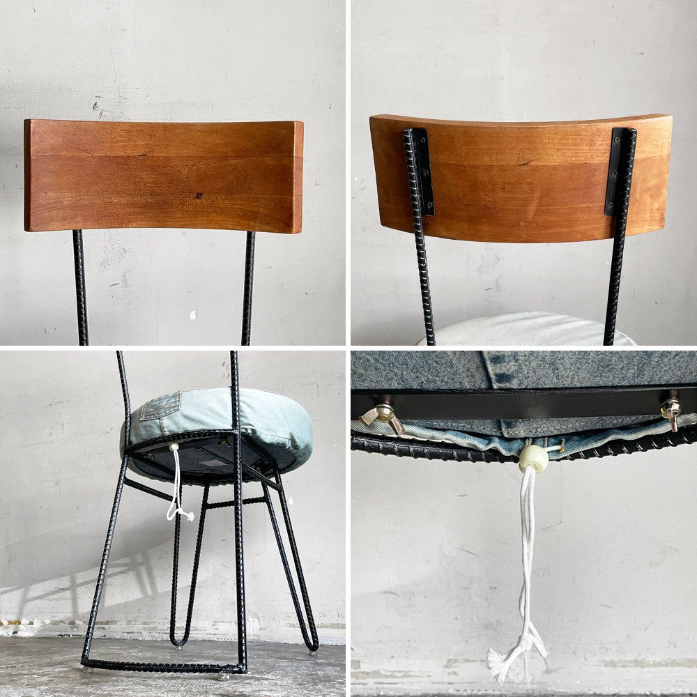 ディーボディ d-Bodhi カンパーニャ チェア デニム CAMPAGNA CHAIR ダイニングチェア チーク古材×アイアンレッグ インダストリアルデザイン A ■