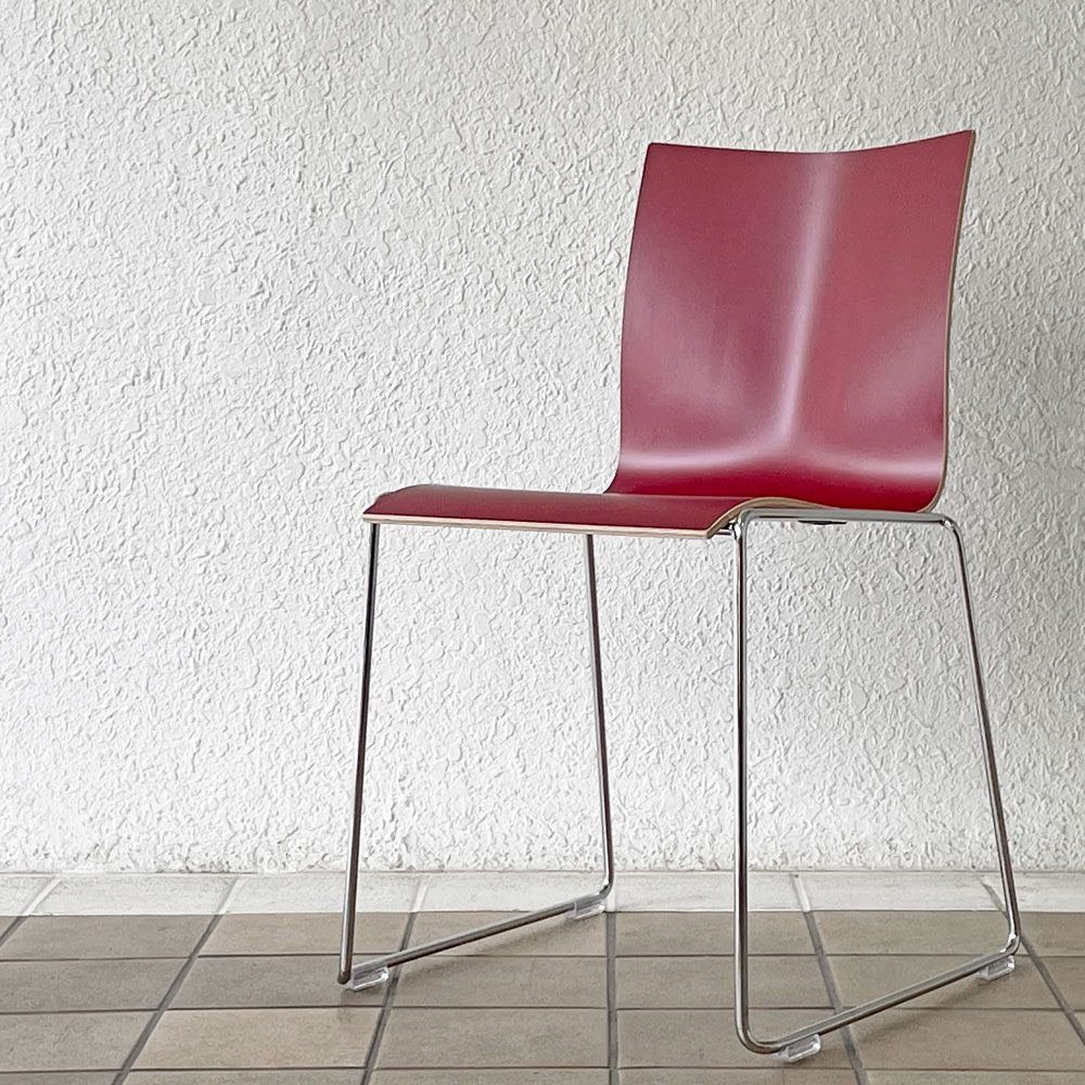 エンゲルブレヒト Engelbrechts チャリック CHAIRIK 107 ダイニングチェア スタッキング そり足 ボルドー 未使用品 デンマーク C ◇