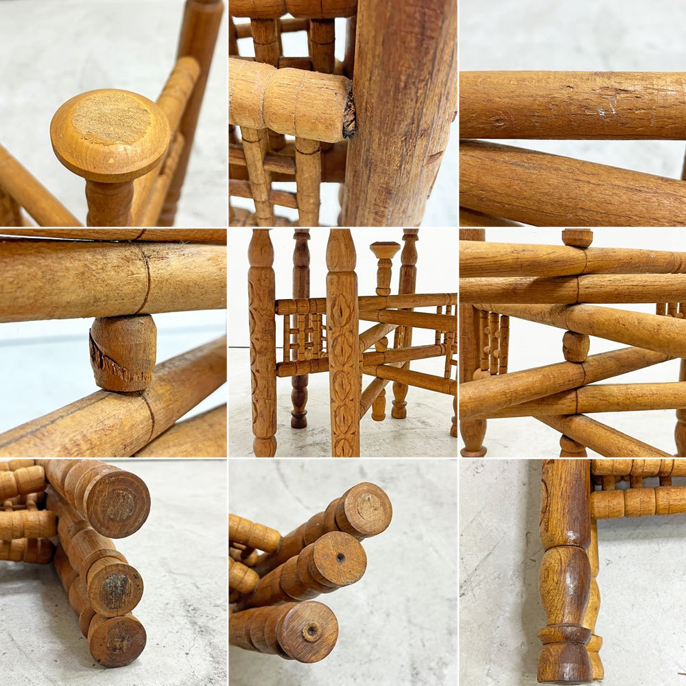 モロッコ家具 Moroccan Furniture フォールディング メタルトレイテーブル ティーテーブル センターテーブル Φ64cm 木製脚 折りたたみ式 ●