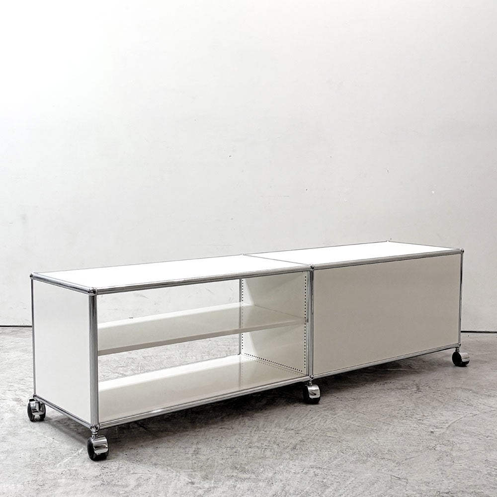 ユーエスエムハラー USM Haller モジュラーファニチャー Modular Furniture テレビボード ピュアホワイト2列1段 ドロップダウン キャスター ●