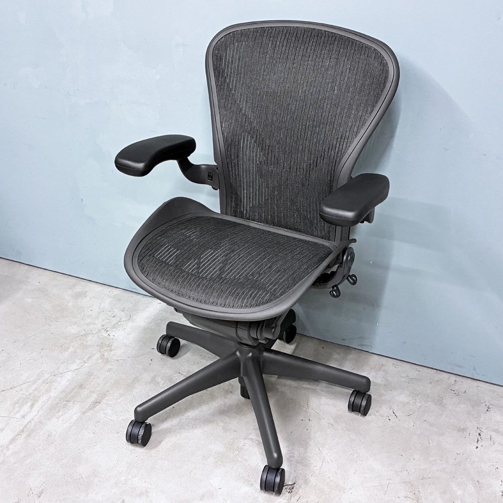 ハーマンミラー Herman Miller アーロンチェア クラシック Bサイズ ポスチャーフィット フル装備 グラファイトベース デスクチェア オフィスチェア 2019年製 ◎