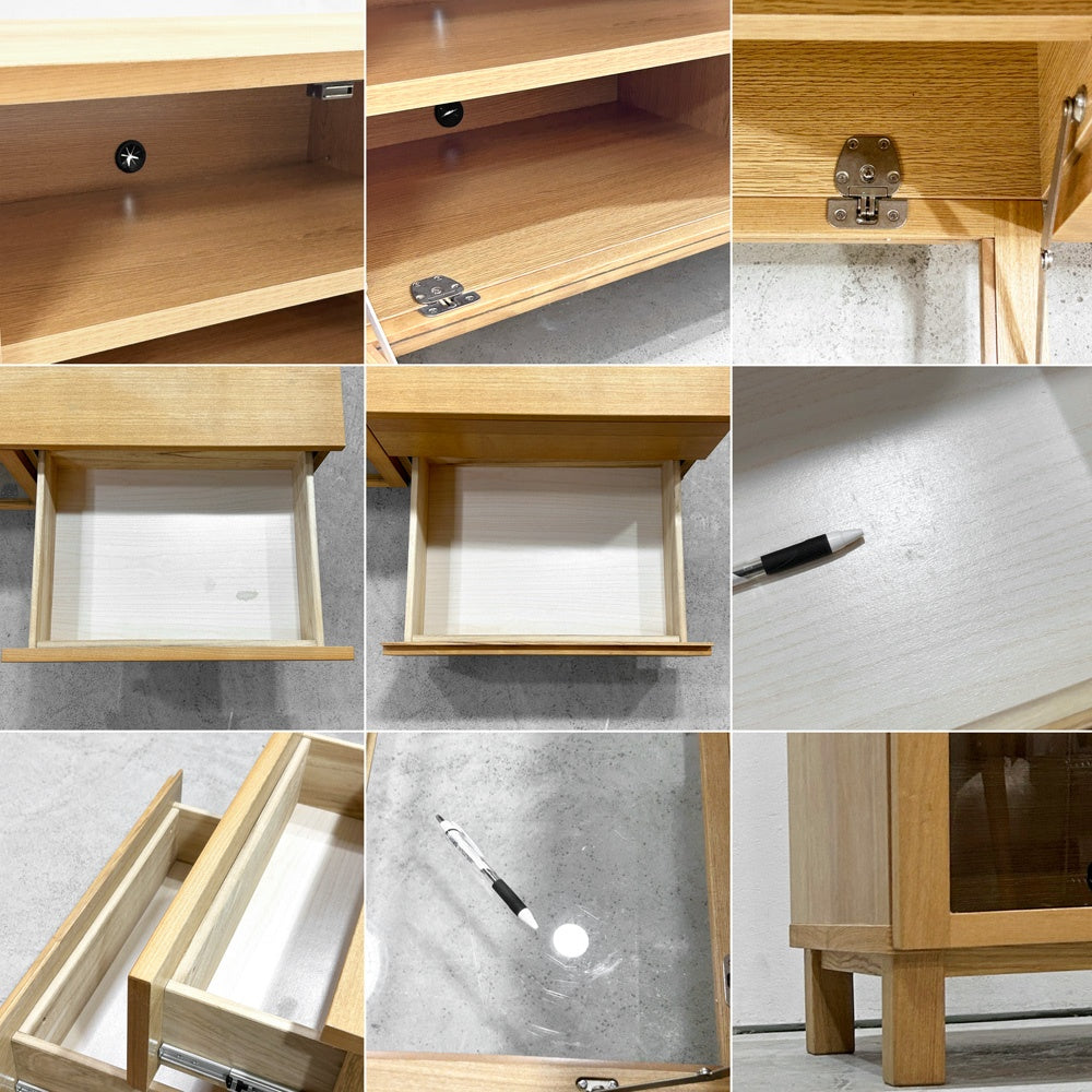 無印良品 MUJI AVボード AVラック 引出し付 オーク材 W110cm ナチュラル シンプル 廃番 ●