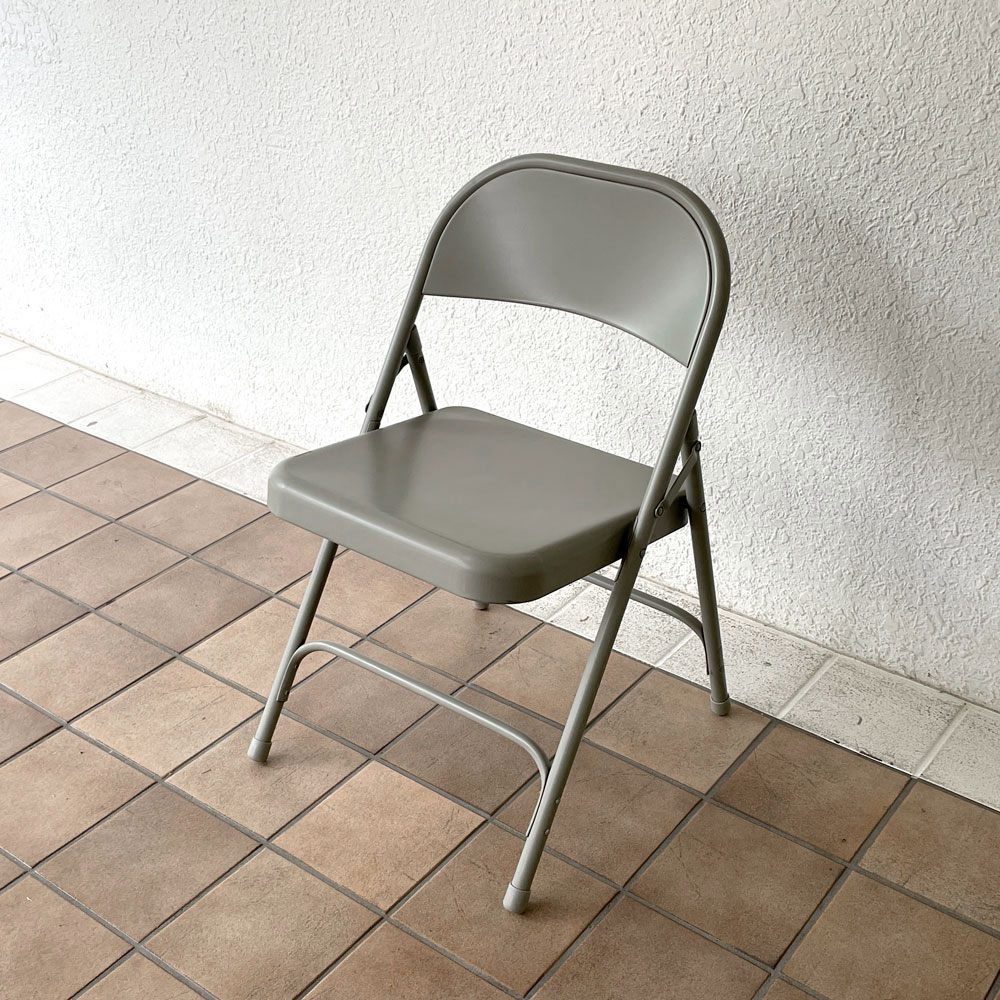 チューブラースチール フォールディングチェア TUBULAR STEEL FOLDING CHAIR 折りたたみ椅子 グレー アメリカ インダストリアル PFS取扱 B ◇