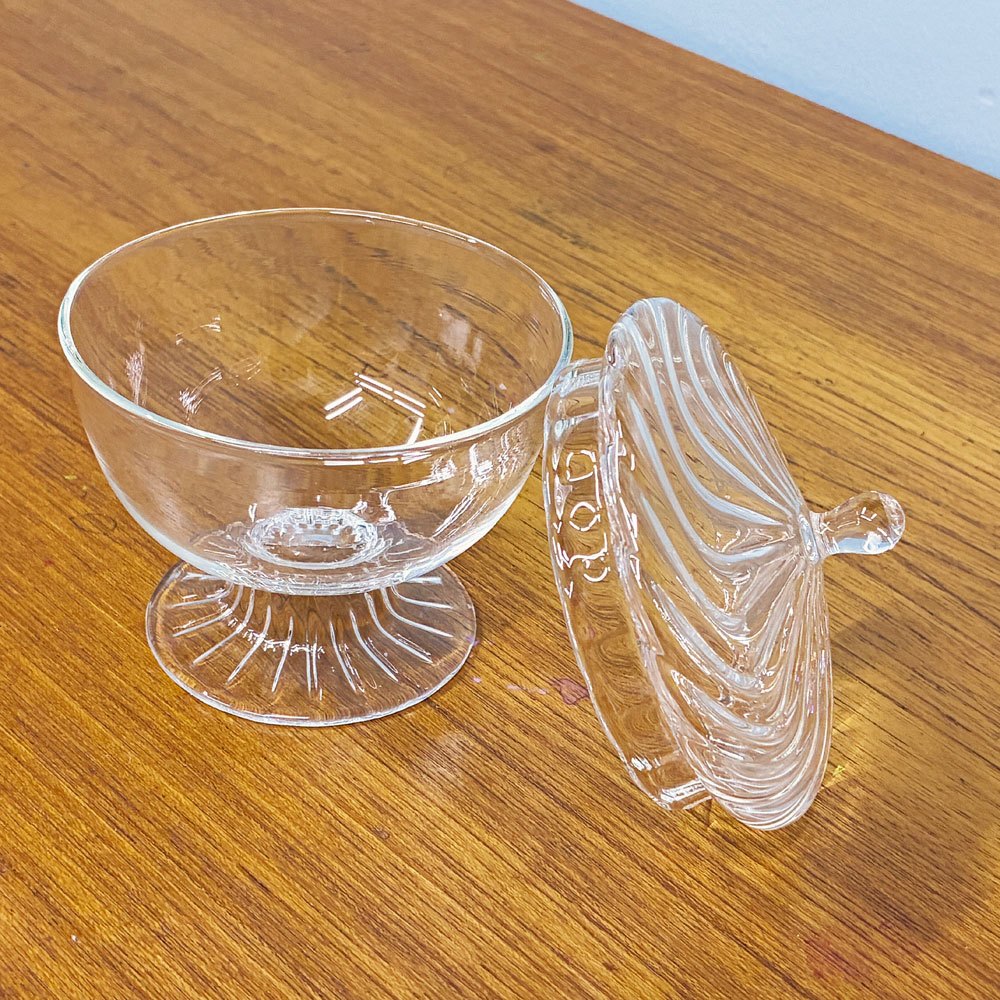 glass atelier えむに ガラス クリアの蓋物 蓋Flow 現代作家 A ◎