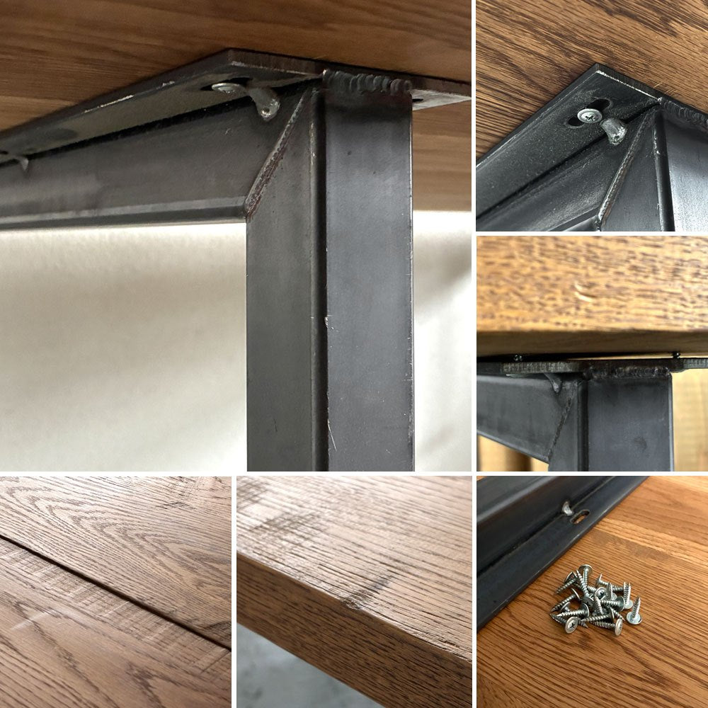 スクエアファニチャー SQUARE FURNITURE オーク 無垢材 ワーキングテーブル 作業台 W180cm スチール脚 シェルフ付き インダストリアル 店舗什器 A 〓