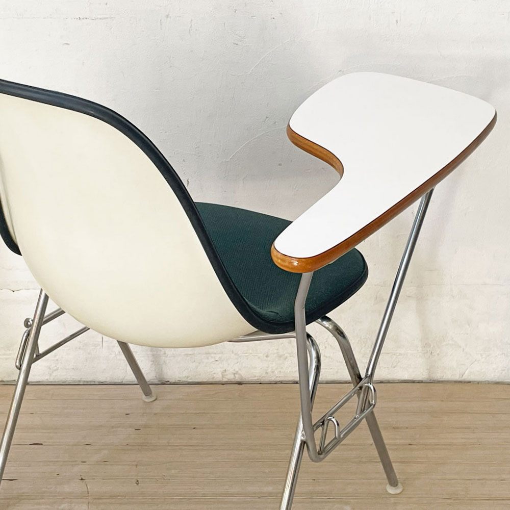 ハーマンミラー Herman Miller サイドシェルチェア セカンド 2nd ビンテージ アプホルスター スクールベース スタッキングベース 肘掛けテーブル付 イームズ ミッドセンチュリー B ★