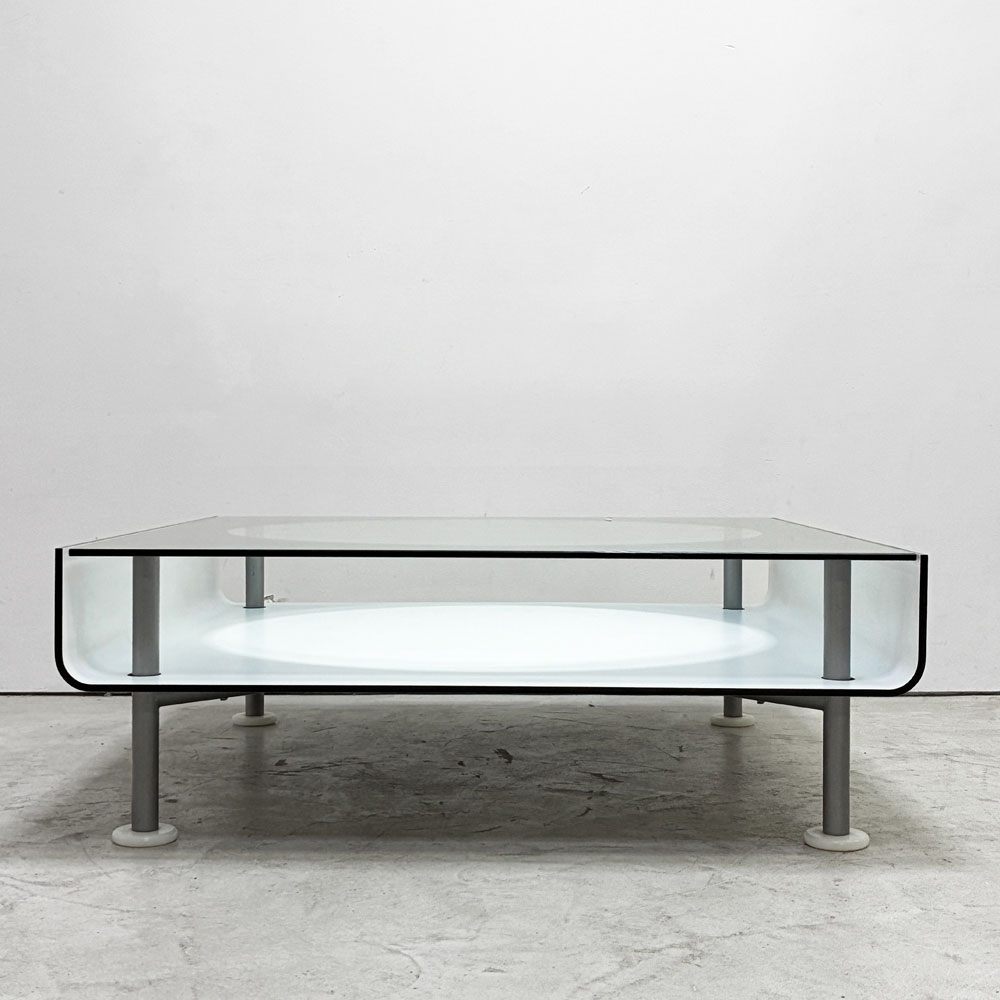 イデー IDEE トーキョー ローテーブル TOKYO Low Table ガラストップ モダン スチール プライウッド ホワイト クラウディオ・コルッチ ビンテージ ●