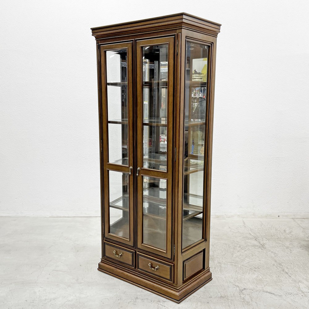 マルニ木工 maruni 地中海ロイヤル キュリオケース 飾り棚 ガラスキャビネット ディスプレイ 照明付き クラシカルデザイン 〓