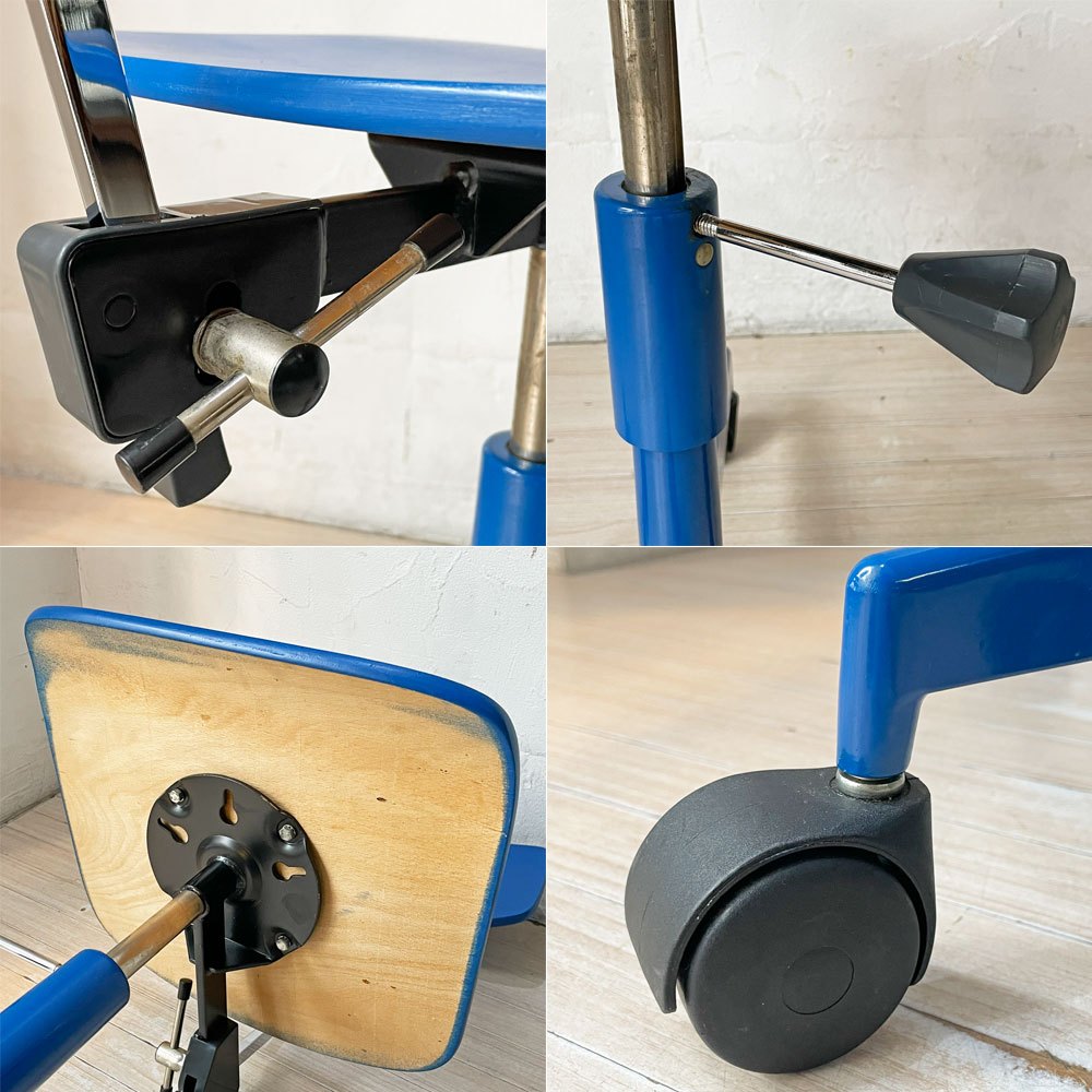 ラボファ Labofa デスクチェア オフィスチェア プライウッド ブルー ダブルホイール 高さ調整可 デンマーク製 北欧家具 ★