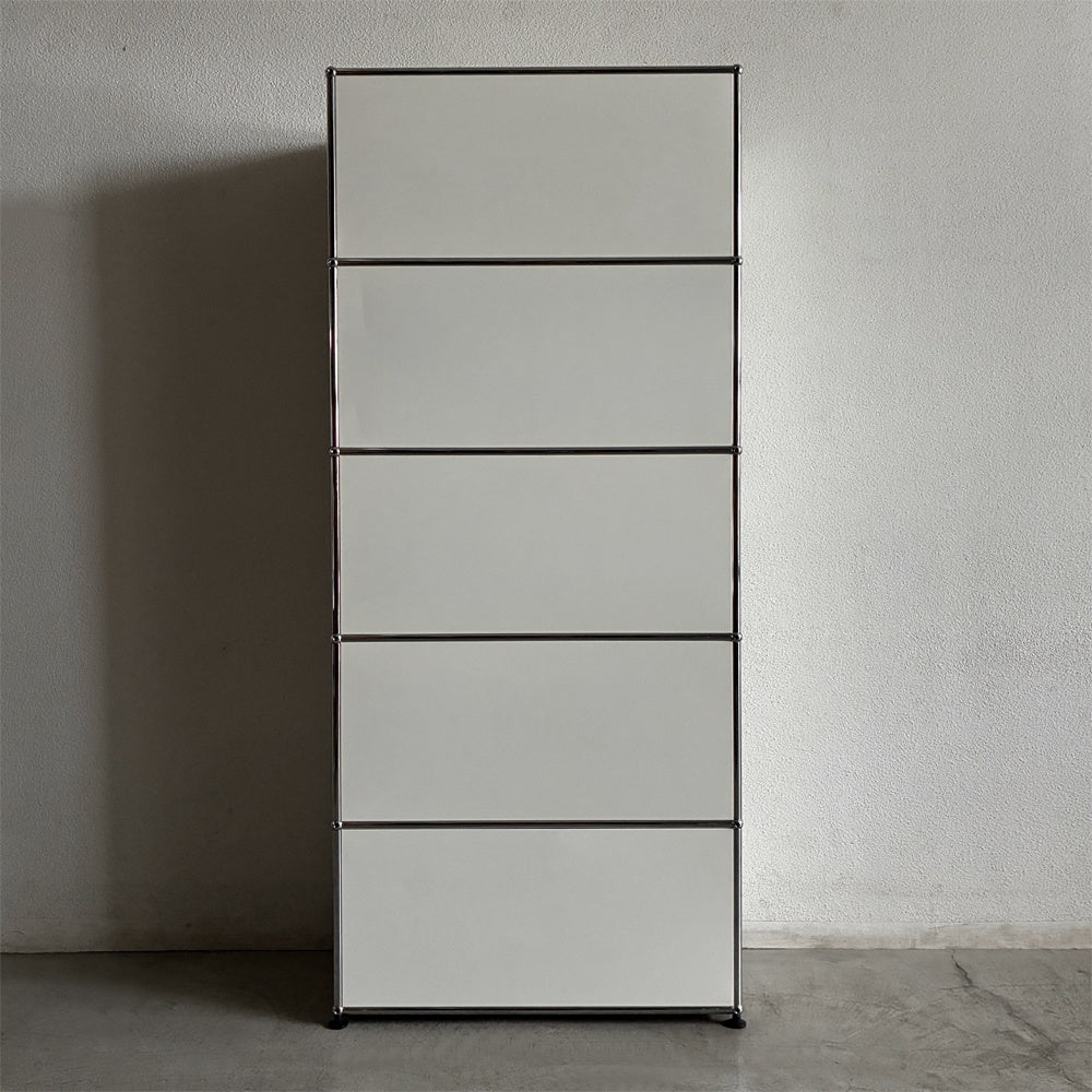 ユーエスエムハラー USMハラー USM Haller キャビネット シェルフ 1列×5段 オープン×4 メタルボックスインサート付エクステンションシェルフ×1 W786 ピュアホワイト 合計参考価格￥329,905- 本棚 オフィス家具 店舗什器 システムストレージ ラック MoMA永久所蔵品 〓