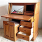 勇峰工芸 ライティングデスク ビューロー ナラ材 学習机 ドレッサー 椅子付き 抽斗5杯 W90cm 国産家具 ■