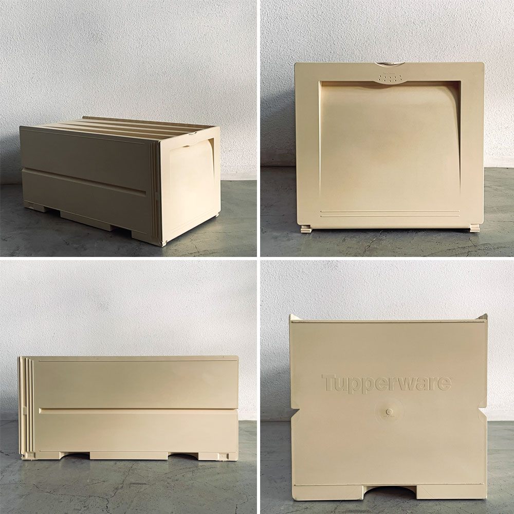 タッパーウェア Tupperware スーパーチェスト ディープ Super Chest Deep 2点セット 2段スタッキング クリーム 抽斗収納 衣装ケース 〓