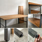 スクエアファニチャー SQUARE FURNITURE オーク 無垢材 ワーキングテーブル 作業台 W180cm スチール脚 シェルフ付き インダストリアル 店舗什器 B 〓