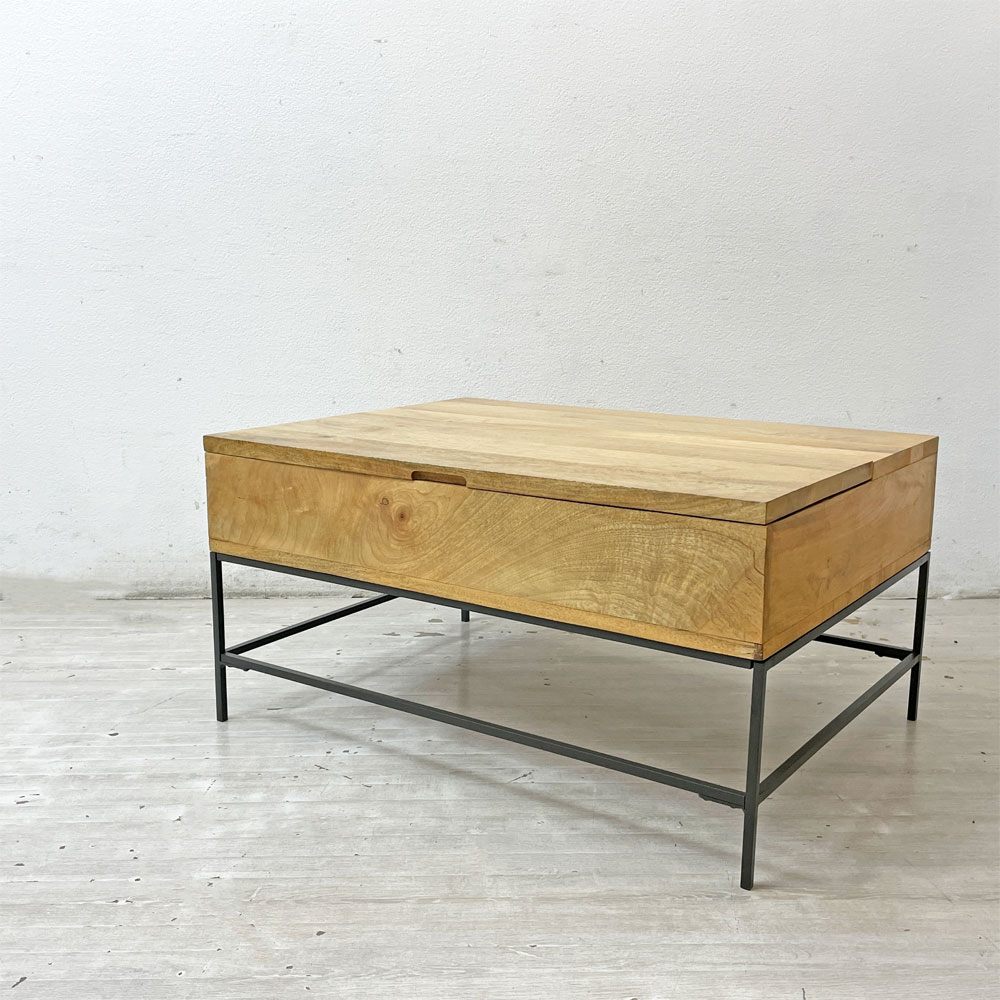 ウエストエルム West Elm コーヒーテーブル Industrial Storage Pop-Up Coffee Table マンゴーウッド インダストリアル ナチュラル ●
