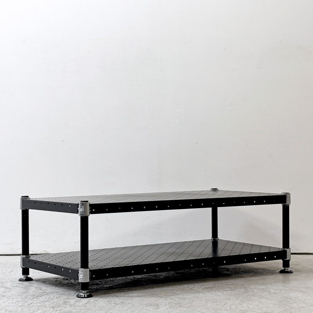 エレクター ERECTA メタルラック Metal Rack 2段 ローテーブル AVボード  W91cm ブラック アジャスター付き ●