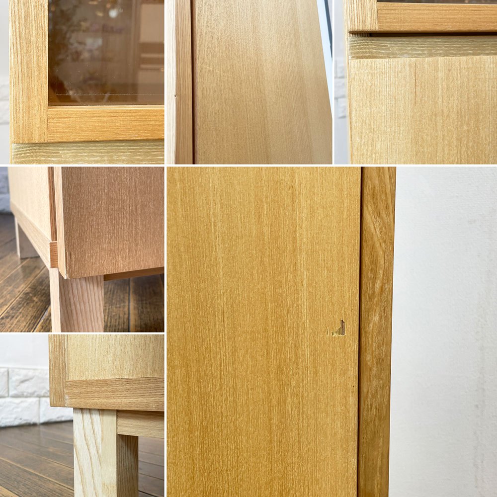 無印良品 MUJI タモ材 組み合わせて使える木製収納 スリム キャビネット カップボード ガラス扉 木製扉 ナチュラルデザイン ◎