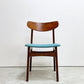 デンマークビンテージ Danish Vintage オーク材 ダイニングチェア ファブリック座面 スカイブルー 北欧家具 ●