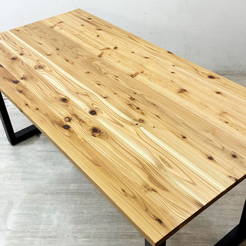 かなでもの KANADEMONO ザ・テーブル THE TABLE デスク 杉無垢材 スチール スクエアレッグ ブラック W160cm ナチュラルデザイン ●