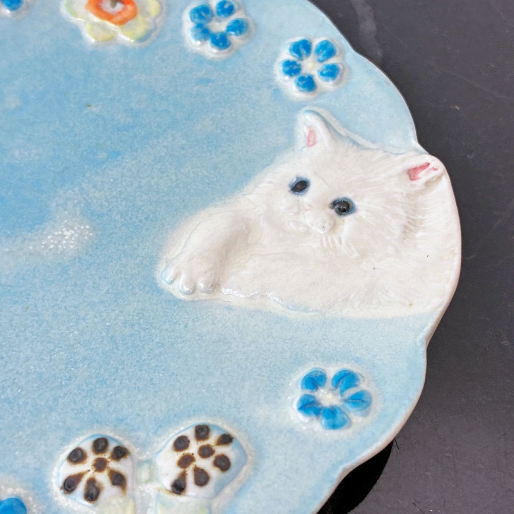 うつわやみたす x フランシュリッペ franche lippee プレート 小皿 飾り皿 白ネコ 猫 陶器 陶芸家 現代作家 希少 ◎