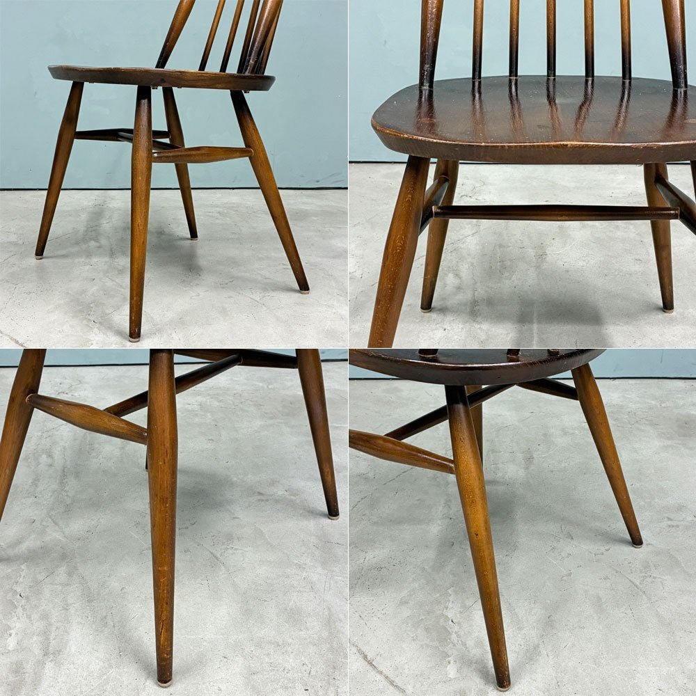 アーコール Ercol ゴールドスミス ダイニングチェア ハイバック スティックバック エルム材 ダークブラウン 古代色 UKビンテージ 英国 ◎