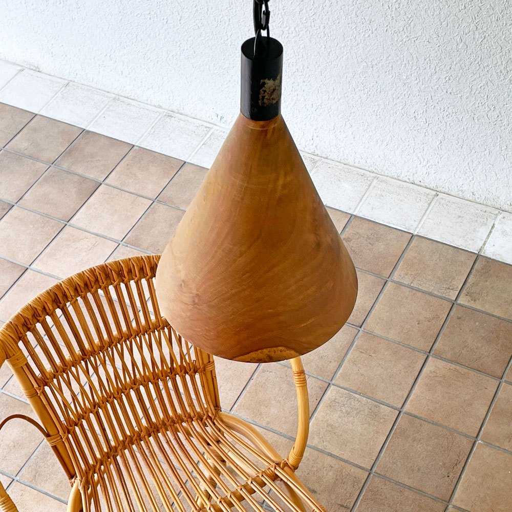 ダリールズ Dareels コーンウッドハンギングランプ CONE WOOD HANGING LAMP チーク古材 × スチール ペンダントライト 円錐 ◇
