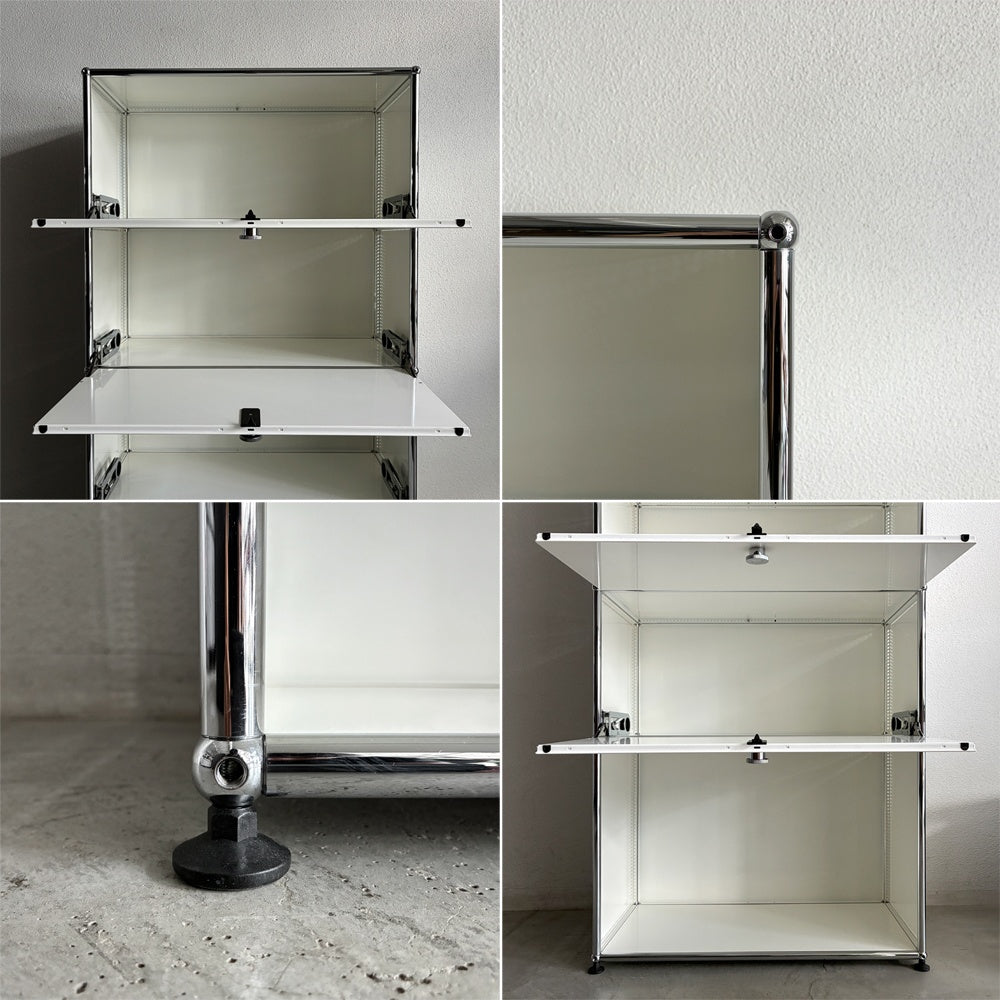 ユーエスエムハラー USMハラー USM Haller キャビネット シェルフ 1列4段 ドロップダウンドア×3 廃番パスコBOX2個付き W77×D37×H159cm 参考合計価格 約￥365,166の品 〓