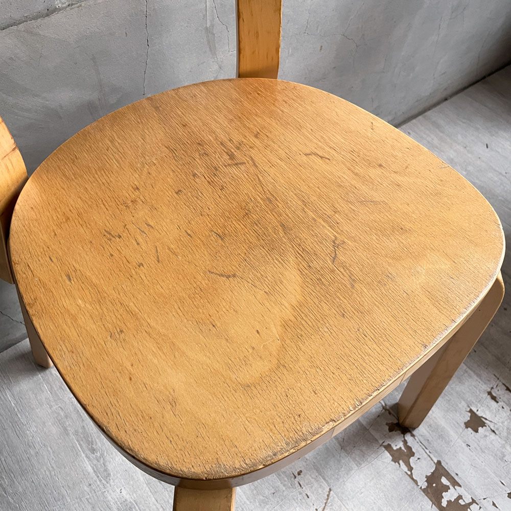 アルテック artek チェア69 Chair69 ビンテージ ダイニングチェア バーチ材 ナチュラルラッカー アルヴァ・アアルト Alva Aalto フィンランド 北欧家具 デンマーク公立学校刻印入り ♪