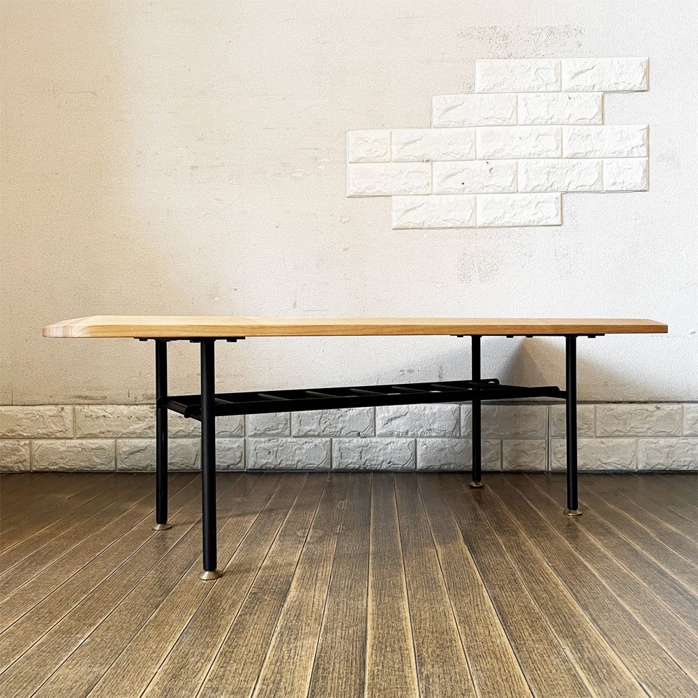 モモナチュラル MOMO Natural ヴィボ VIBO LOW TABLE EDGE TOP ローテーブル W102cm アルダー材 × スチール脚 BS LEG 40 オーダー仕様 ◎