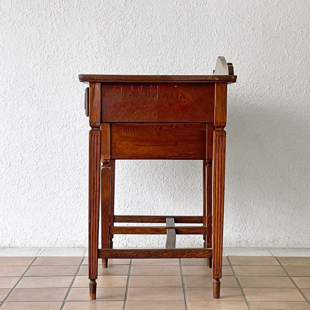 ジャパンビンテージ Vintage 木製机 デスク 抽斗3杯 オーク材 古家具 レトロ クラシカルデザイン ◇