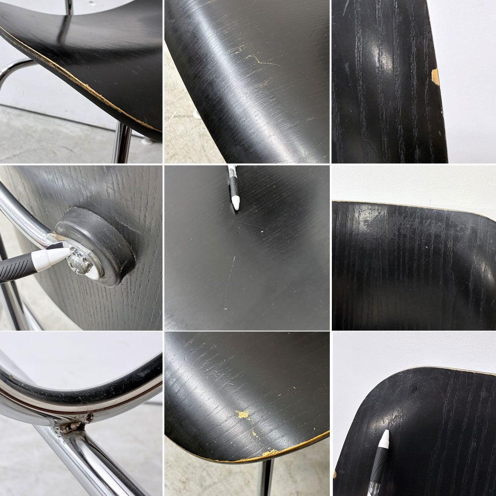 ハーマンミラー Herman Miller DCM  ダイニングチェア プライウッドチェア エボニー ブラックカラー メタルレッグ C&R イームズ ●