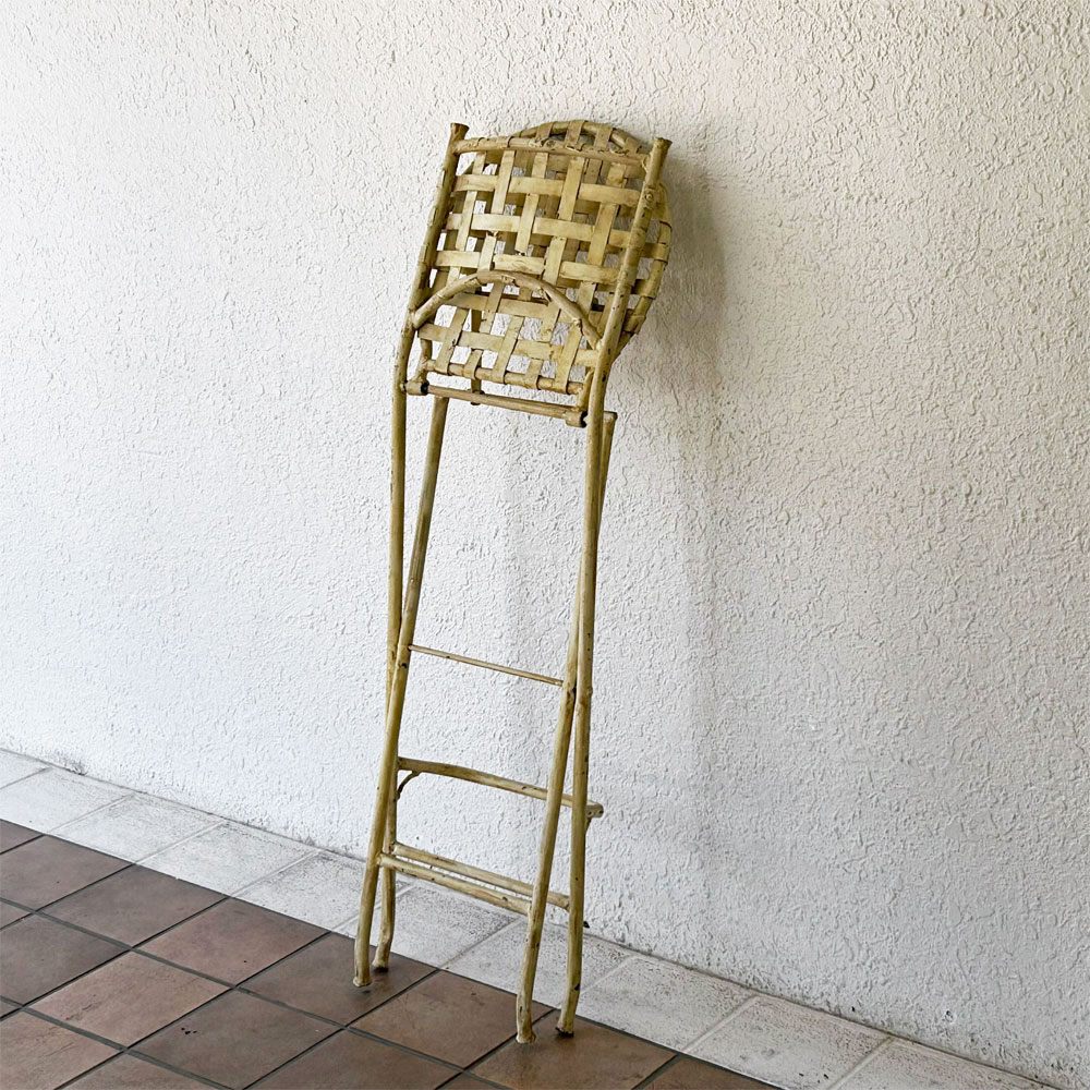 ビンテージ Vintage アイアン カウンターチェア ハイスツール フォールディング 折り畳み フレンチスタイル 屋外使用可 ◇