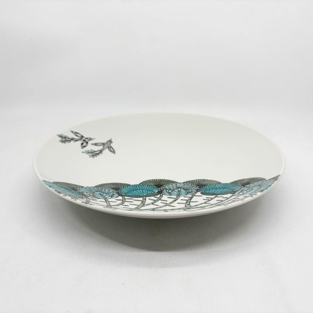 九谷焼 北村和義 鳥二羽 絵皿 Φ25cm 現代作家 ●