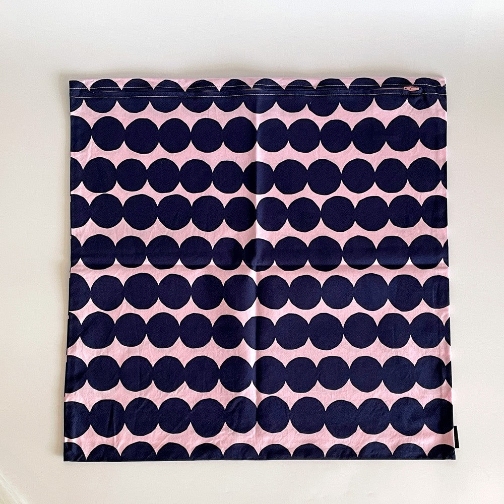 マリメッコ marimekko ラシィマット Rasyamatto クッションカバー ネイビー ピンク マイヤ・ロウエカリ コットン 廃番カラー 50×50cm 北欧 A ■