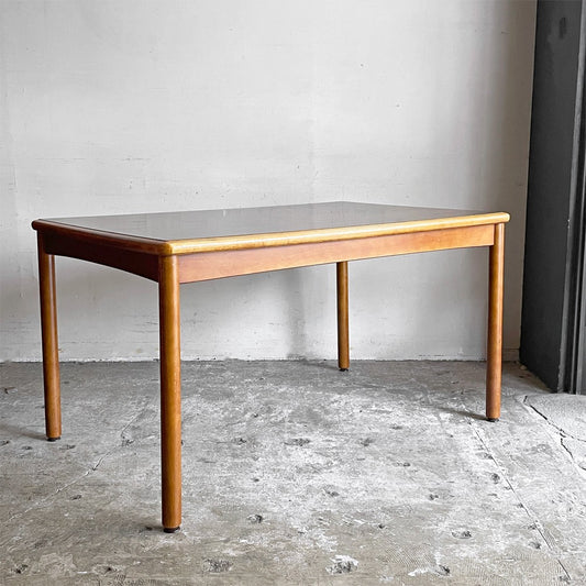 松田家具 MATSUDA ビンテージ 木製 ダイニングテーブル デコラトップ 丸脚 W124cm 昭和レトロ Japan vintage ■