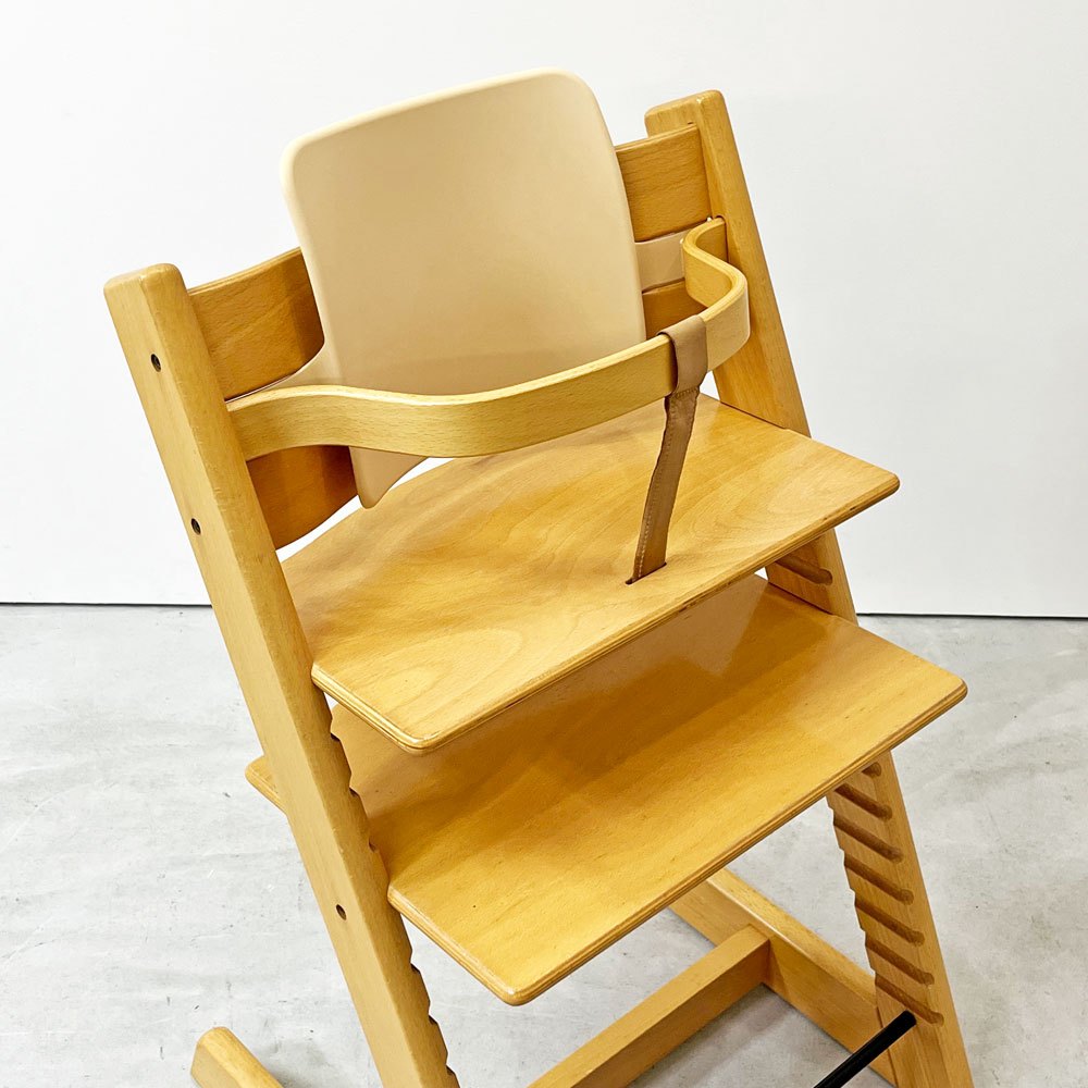 ストッケ STOKKE トリップトラップ TRIPP TRAPP ベビーチェア キッズチェア ナチュラル S/N3～ プラスチック背もたれ付 ノルウェー 北欧家具 ●