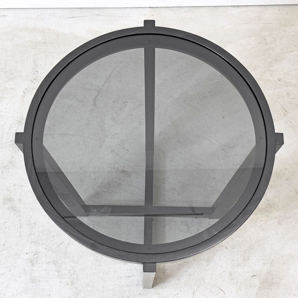 カッシーナイクスシー CASSINA ixc. ラーゴ LAGO ダークグレーガラス サイドーテーブル Ø48cm ミニマルモダン イタリア 定価￥176,000- ●