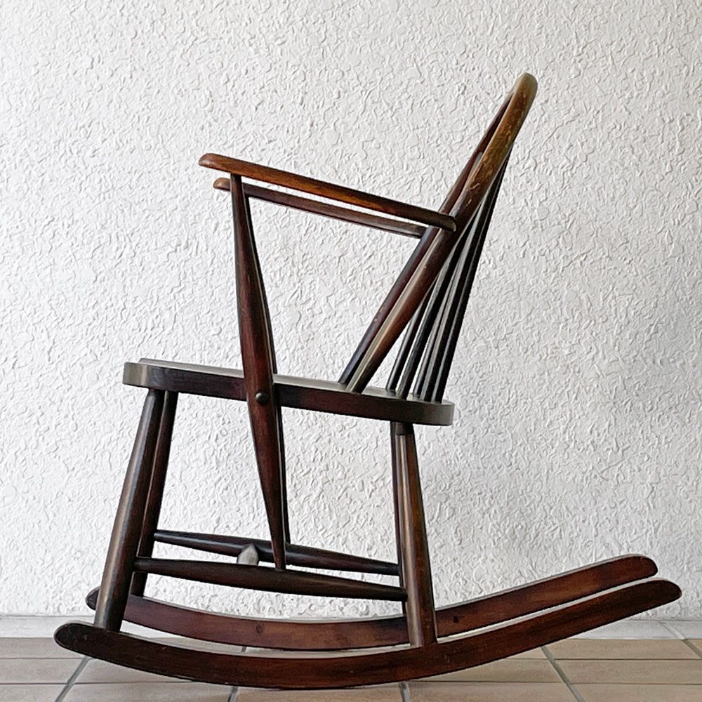 アーコール Ercol ロッキングチェア フープバック エルム材 ブルーラベル 1950年代 UKビンテージ 英国 ◇