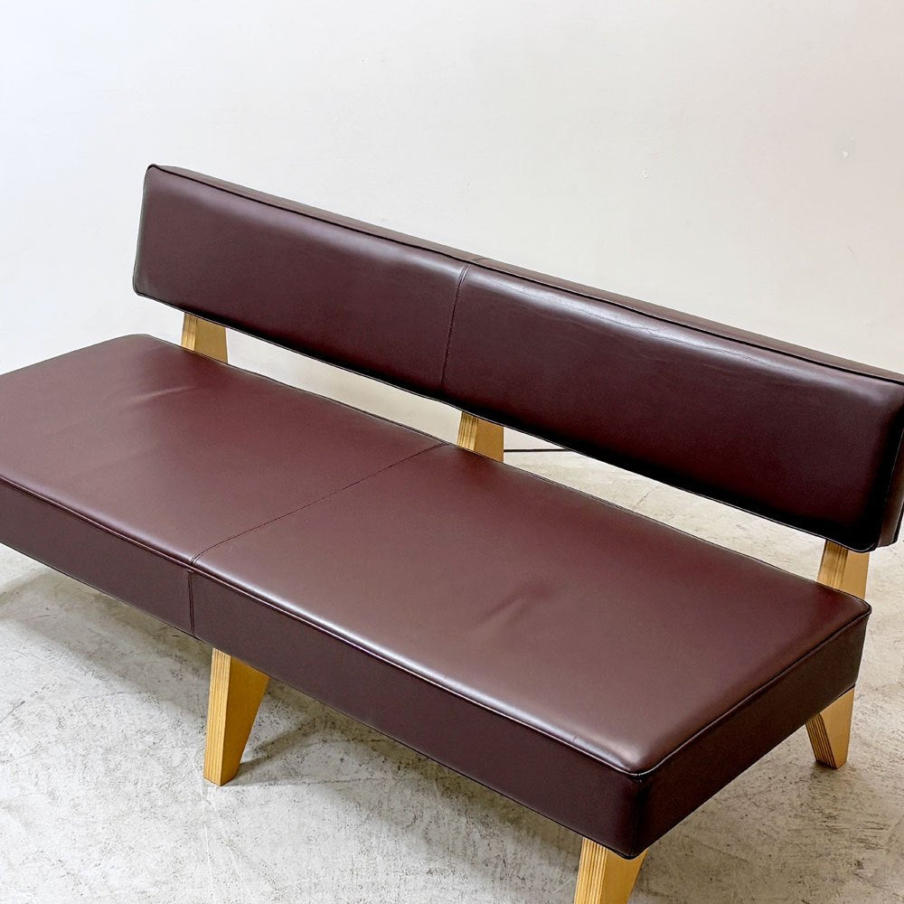 イデー IDEE ソリッドベンチ SOLID BENCH ソファ 2人掛けソファ 長椅子 W150cm PVCレザー ワインレッド アッシュ材フレーム 参考価格￥199,900～ ●