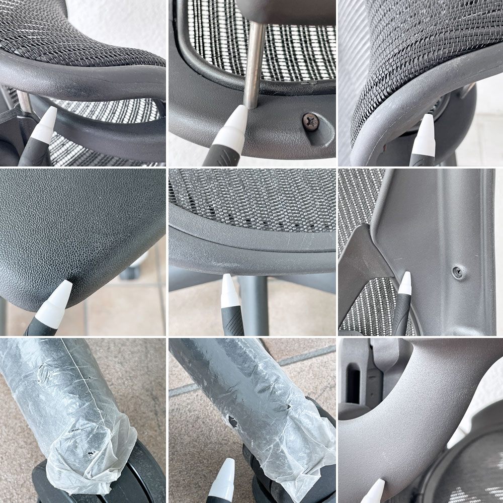 ハーマンミラー Herman Miller アーロンチェア クラシック Bサイズ ポスチャーフィット フル装備 グラファイトベース ヘッドレスト付き ◇