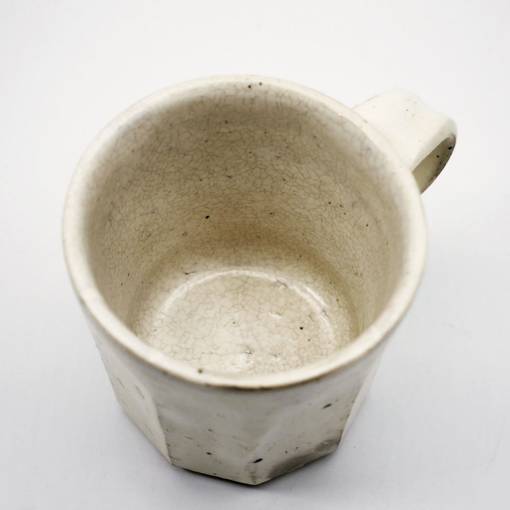 花岡隆 粉引 面取 マグカップ H6.3cm 小 ツヤ無し 現代作家 B ●