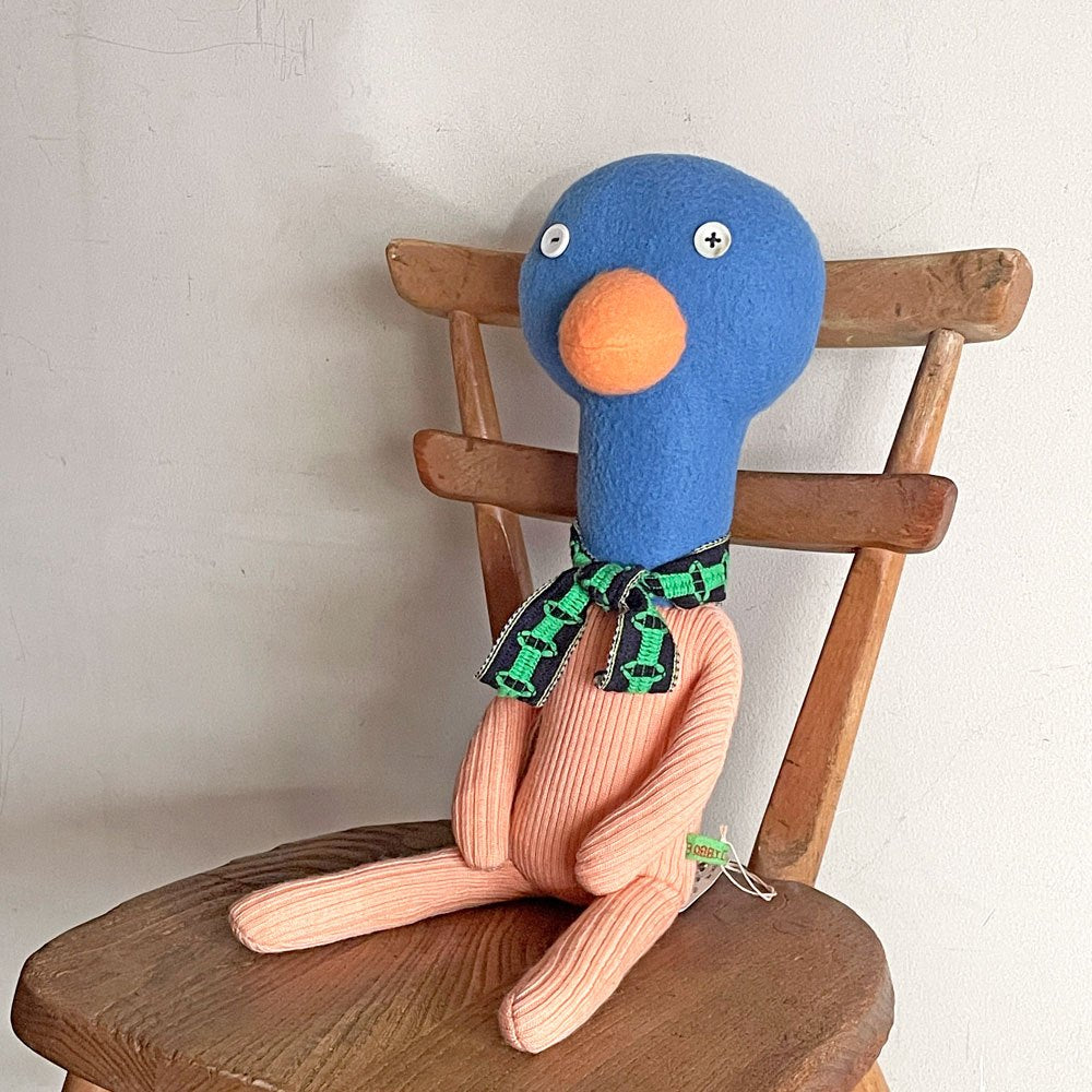 ボビーダズラー BOBBY DAZZLER 鳥のぬいぐるみ ブルー×オレンジ ハンドメイドドール 人形 H46.5cm イギリス ■